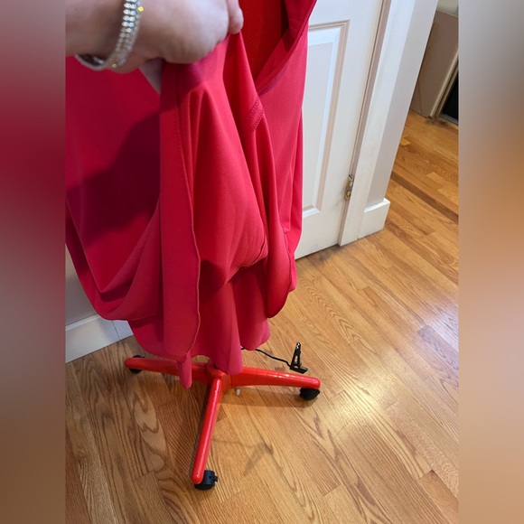 NWT Eliza J Red Ruched Cocktail Wedding Guest Fit & Flare Midi Dress 18 - Picture 12 of 15